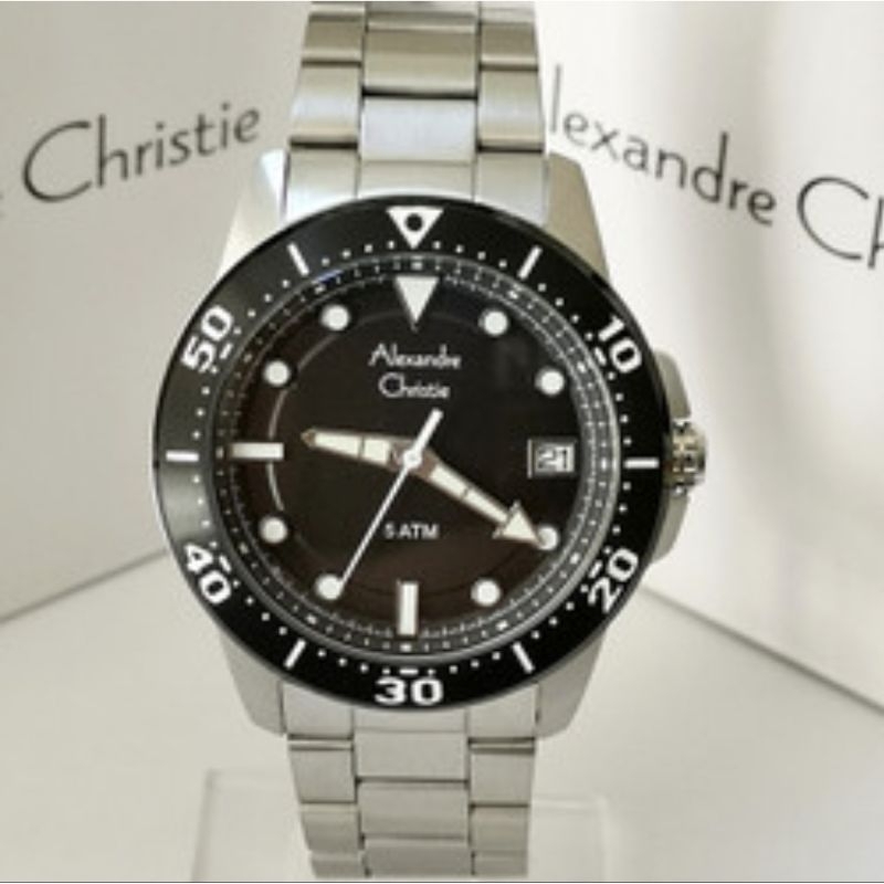 Jam Tangan Pria Alexandre Christie AC6517 silver/black Original