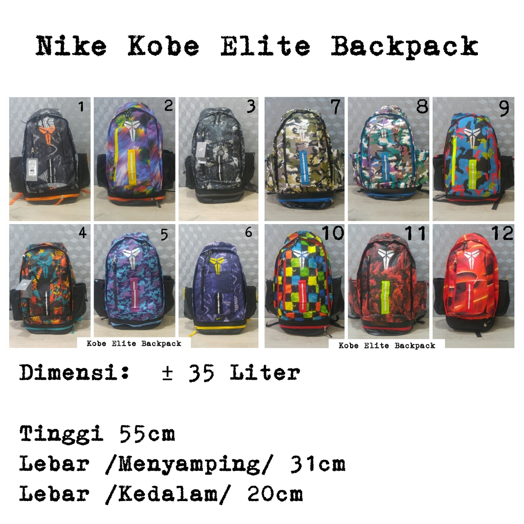 Ransel Backpack Tas Basket Sekolah Olaharga Fitness motif Kobe Bryant
