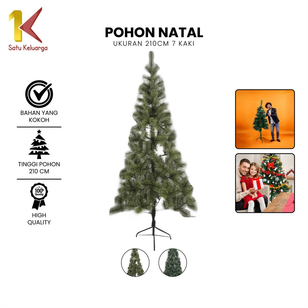 Satu Keluarga Pohon Natal 210CM 7 Kaki Bahan Plastik C815 Christmas Tree Artificial Plant Dekorasi R