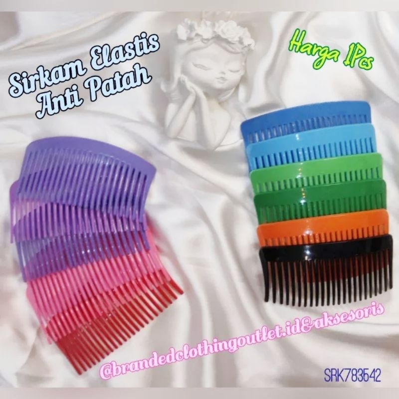 SIRKAM ANTI PATAH / SIRKAM ELASTIS / SIRKAM POLOS WARNA WARNI / SISIR RAMBUT / AKSESORIS RAMBUT/ ELA