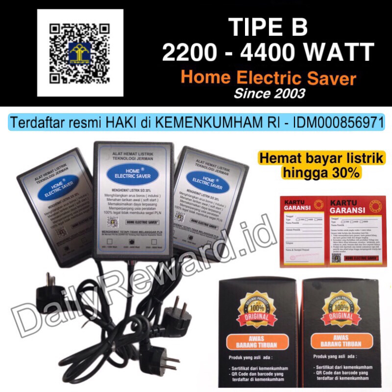 Alat Penghemat Listrik - Home Electric Saver Original 2200 - 4400 Watt TYPE B