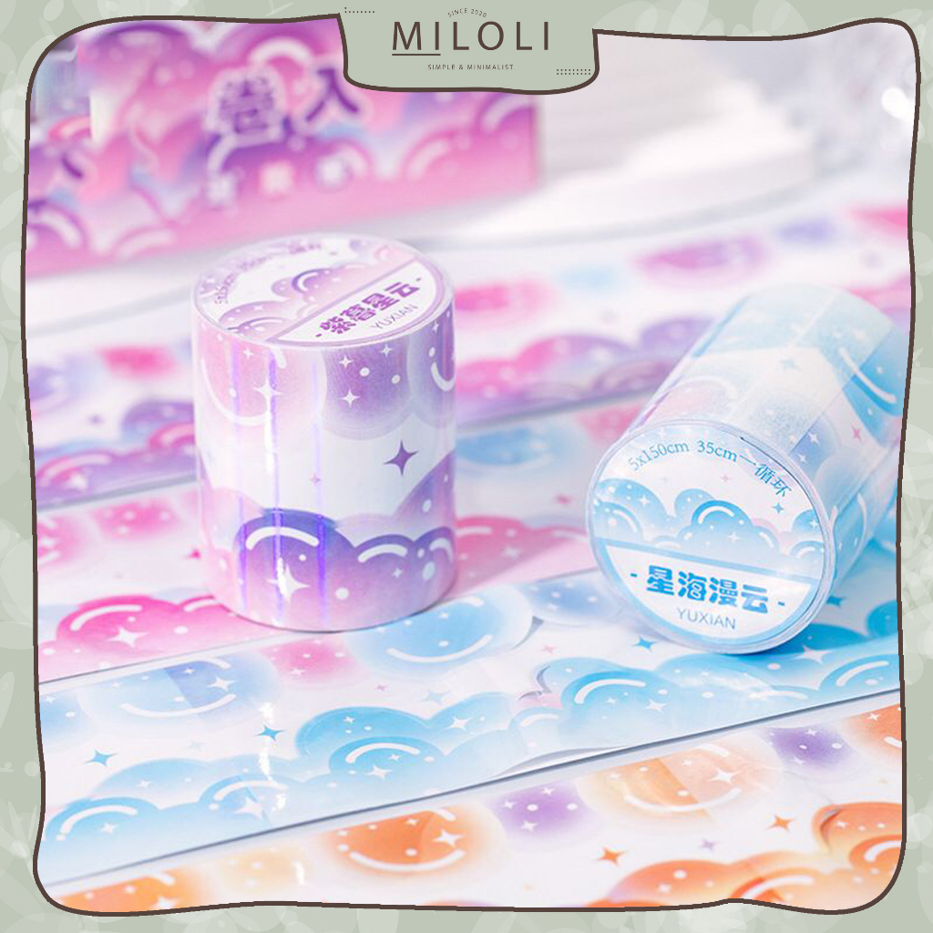 

[MILOLI] 1Rolls STICKER CLOUD LACE TAPE Pita Deco Masking Tape Jurnal DIY Scrapbook AGUGU - A0048