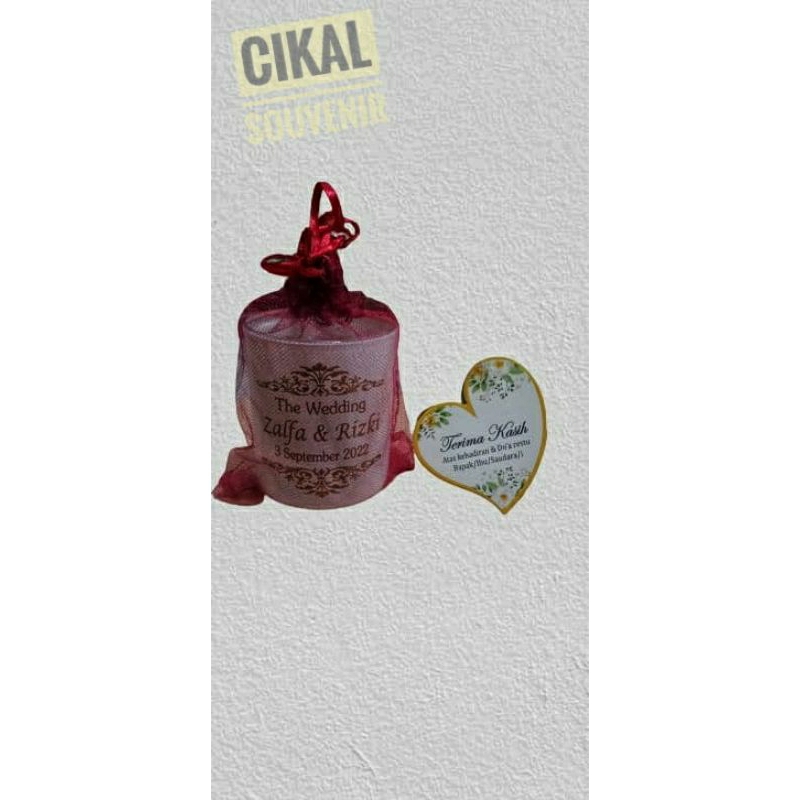 Souvenir gelas sloki putih glossy mini free sablon nama