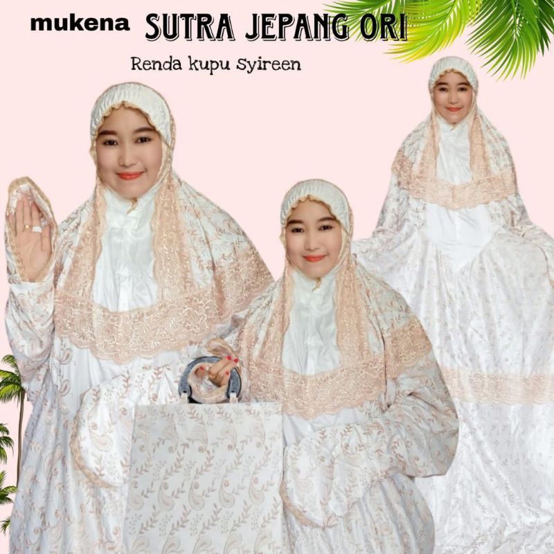 MUKENA SUTRA JEPANG ORI RENDA KUPU SYIREEN TERUSAN