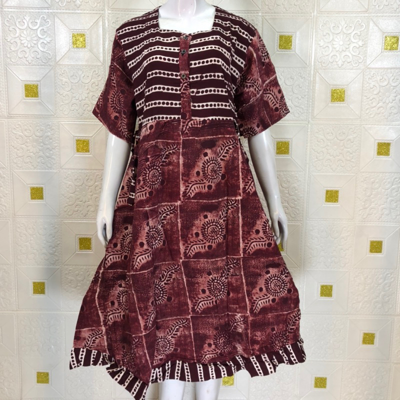 Batik Marina 7. Daster Model Chibi Tali 4 | Daster Batik Resleting Depan | Daster Batik Pekalongan |