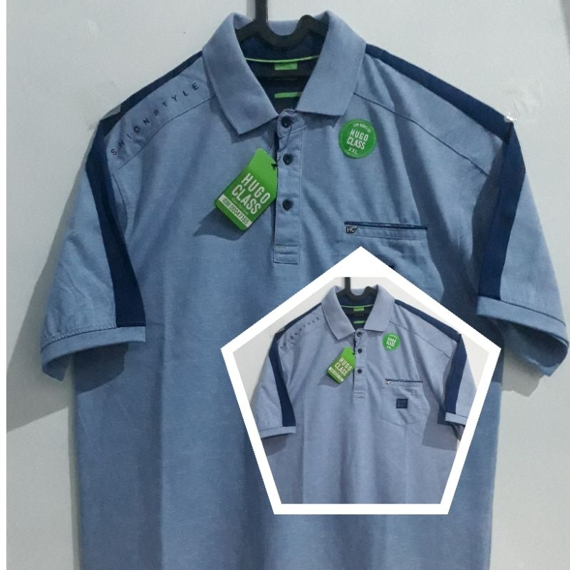 KAOS KERAH POLO FASION PRIA LAKI-LAKI HUGO CLAS ORIGINAL  XXL(ld 58)
