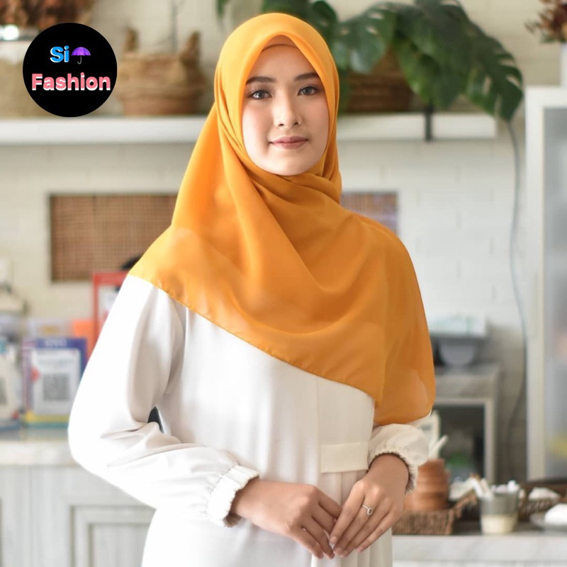 Hijab Bella Square Warna Kuning Kunyit