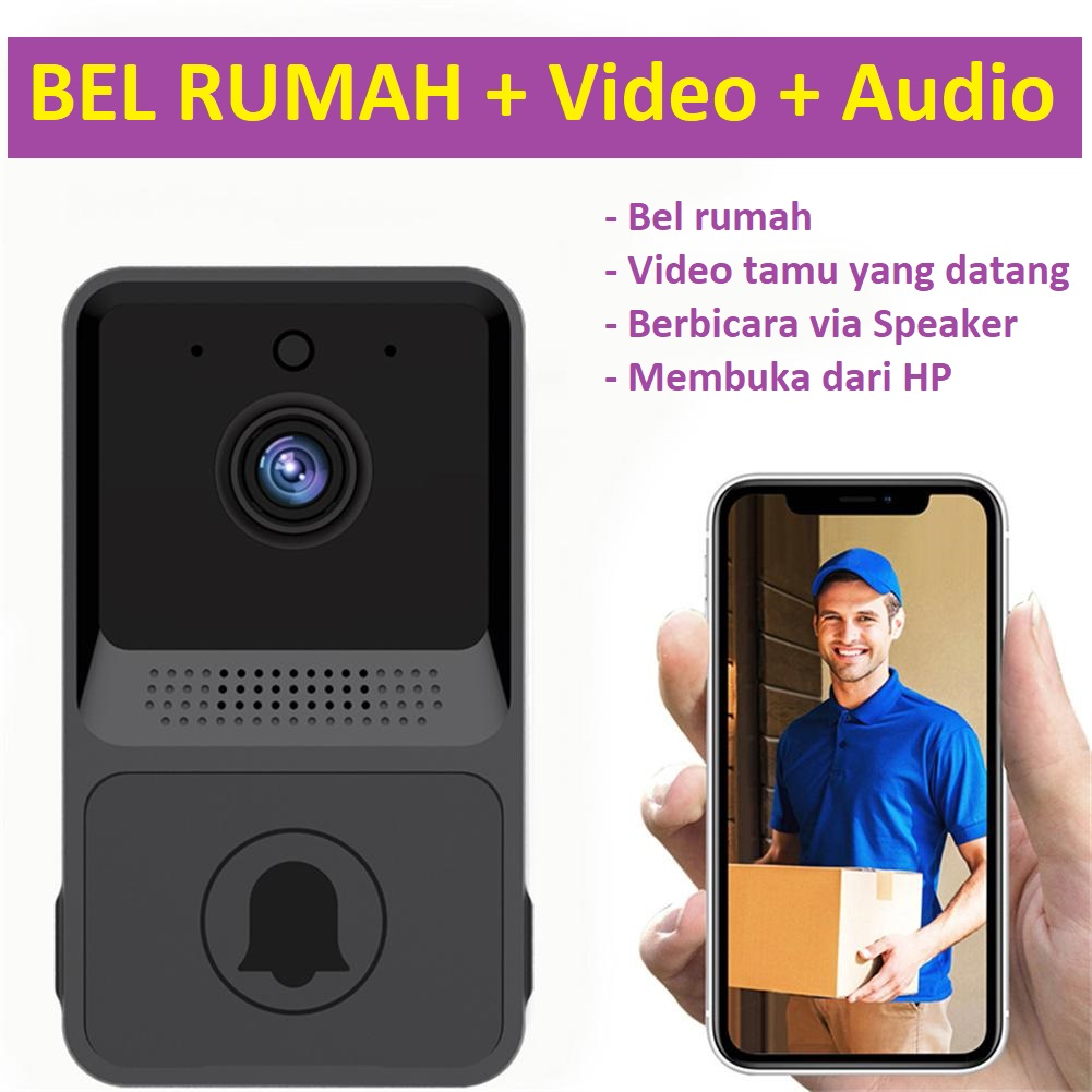 BEL RUMAH DENGAN VIDEO DAN AUDIO / Bel Rumah Smart Doorbell Wireless Video HD WiFi Two Way Audio / B