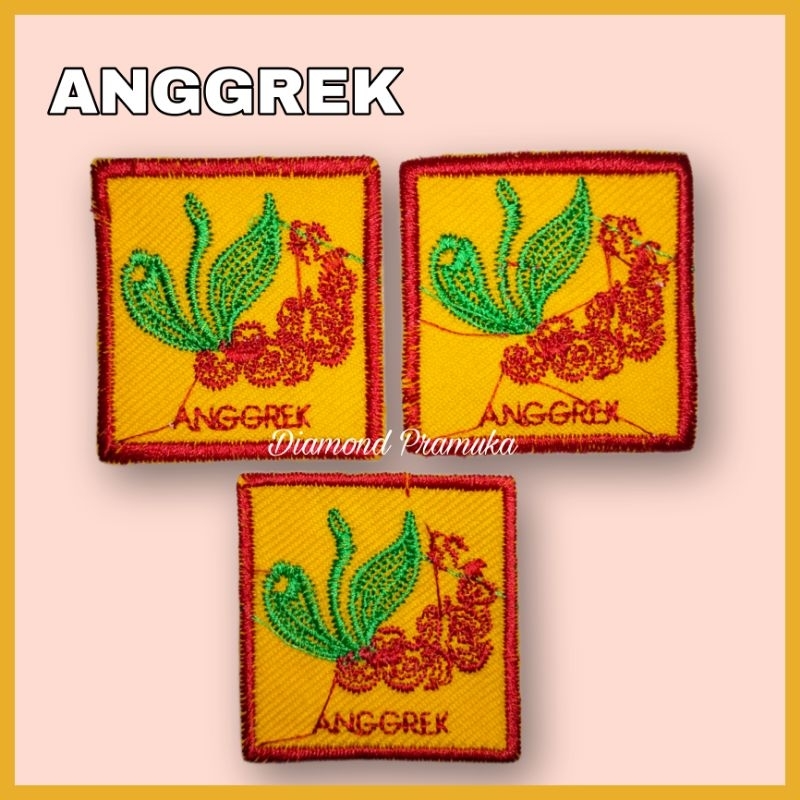 Tanda regu pramuka putri bordir bunga anggrek Bet bordir tanda regu anggrek