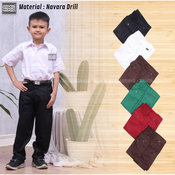 Pusat Seragam Sekolah - Seragam SD MI Bawahan Celana Panjang Hitam Paspol Navara Drill