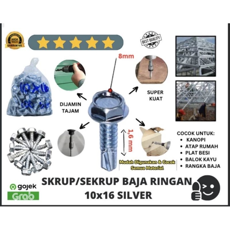 BAUT BAJA RINGAN 10X16 / SKRUP BAJA RINGAN 1,5CM