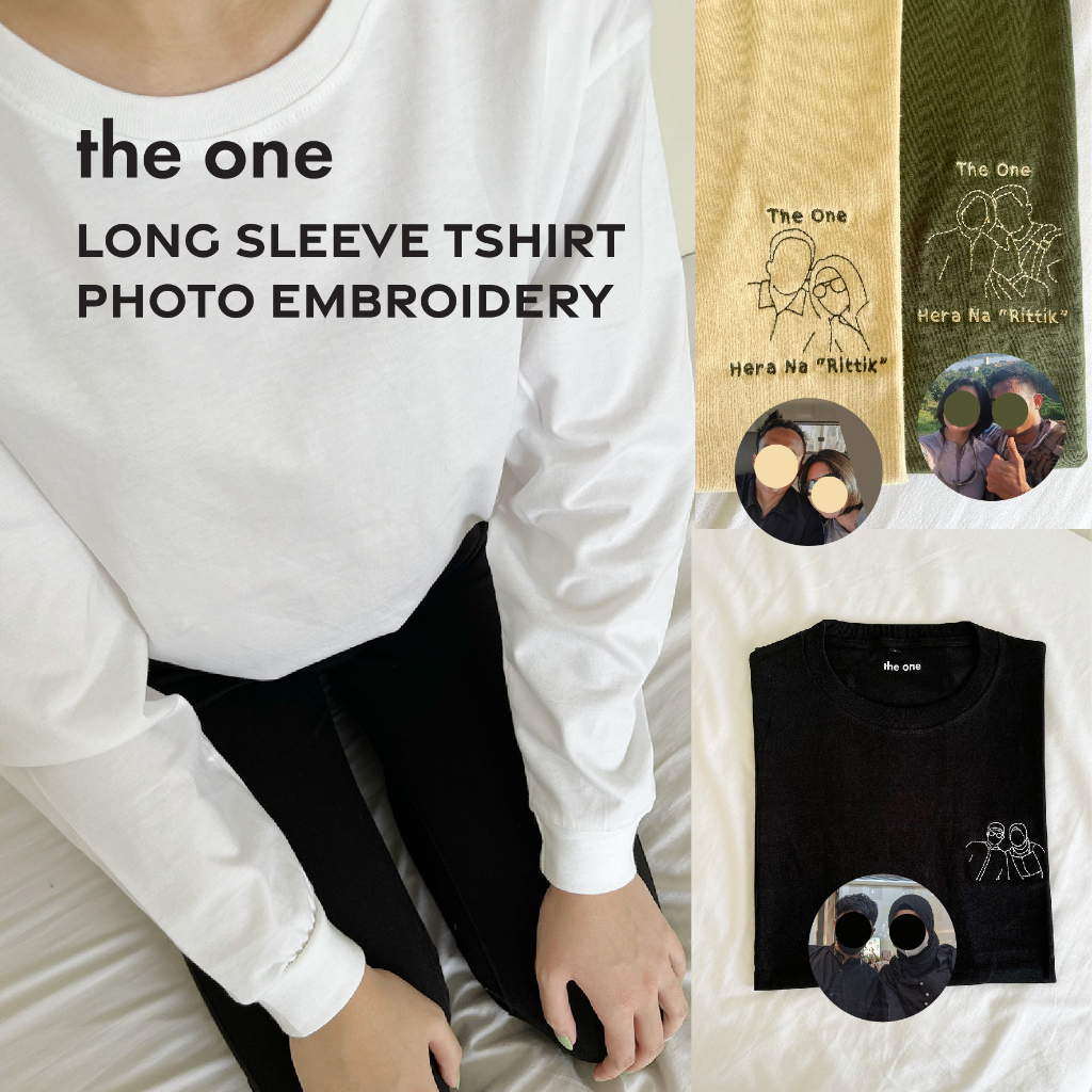 Kaos Lengan Panjang Custom Foto Bordir Hadiah Ultah Anniversary
