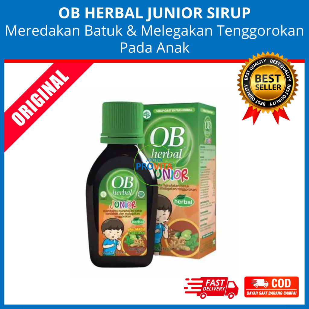OB HERBAL JUNIOR - Sirup Obat Batuk Herbal Anak / Meredakan Batuk Berdahak & Melegakan Tenggorokan