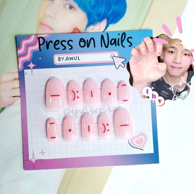 Press on Nails Taehyung Inspired | Thv BTS Nails - Fake Nails by.awul | Handmade Fake Nails/fake nai