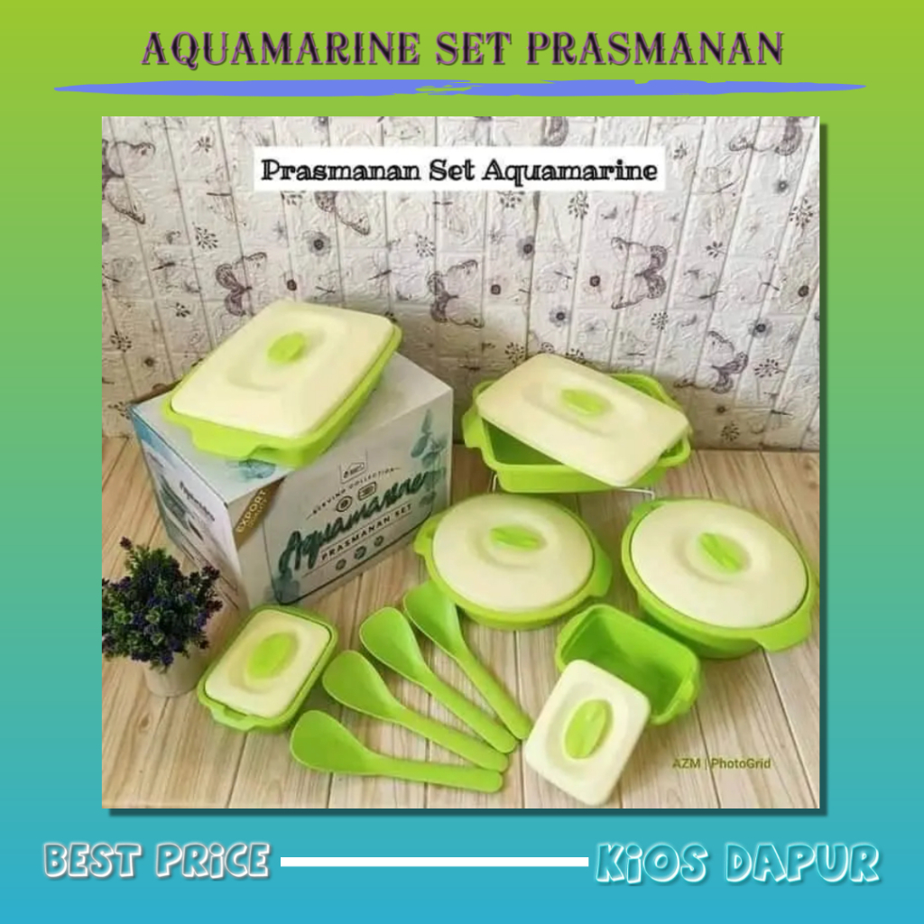 Prasmanan Set - Kotak tupperware set sayur lauk Aquamarine Biggy set