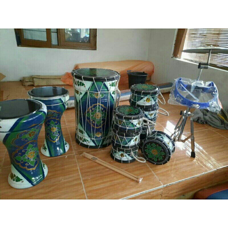 marawis batik lukis biru full lukis 1 set 12 alat