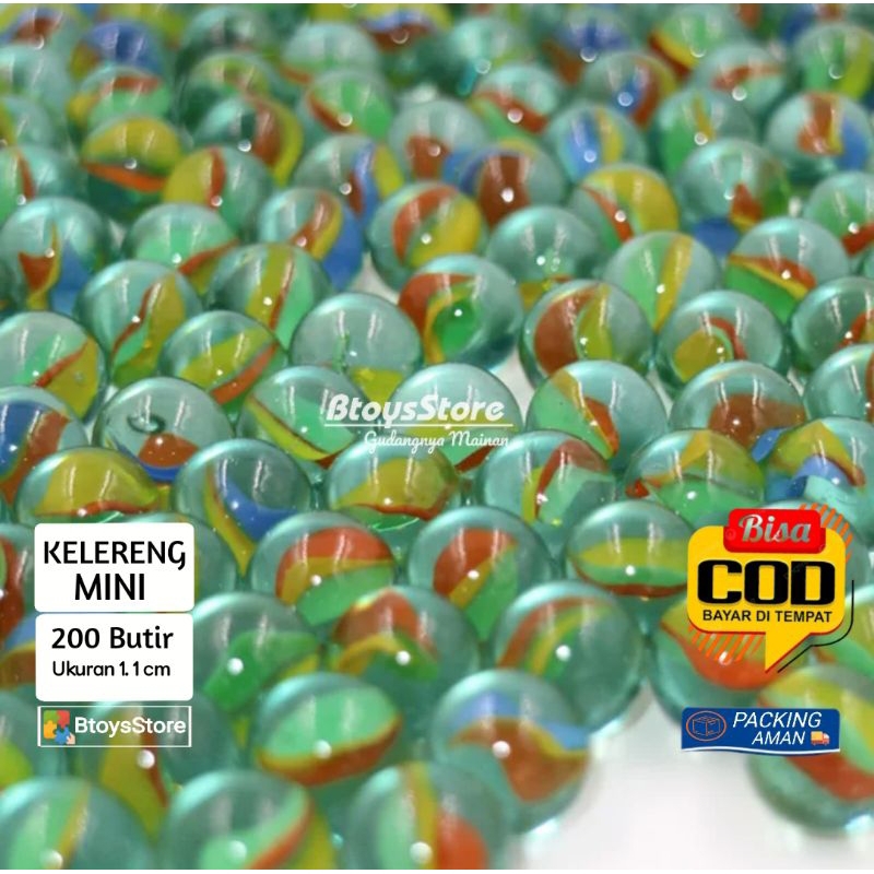 Kelereng mini isi 200 Butir ukuran 1.1 cm