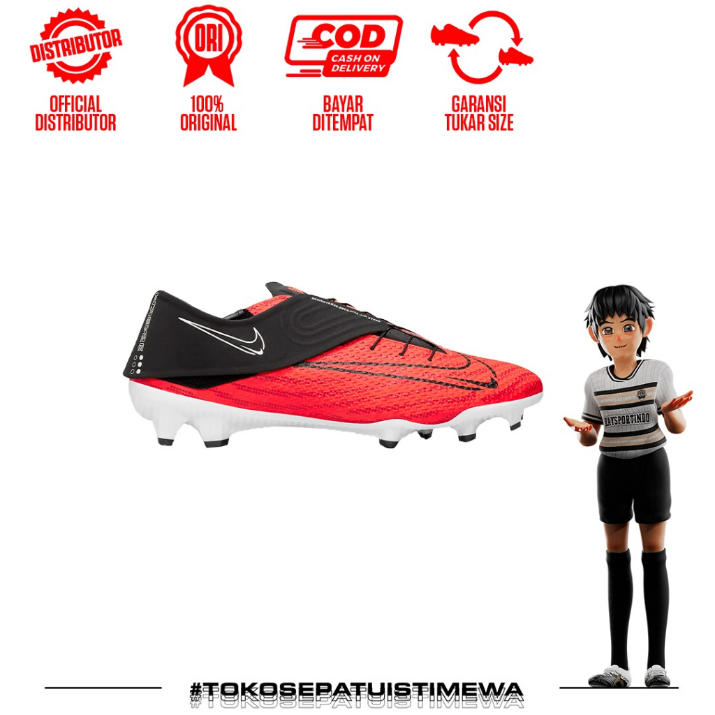 SEPATU SEPAK BOLA NIKE PHANTOM GT2 ACADEMY FLYEASE FG BRIGHT CRIMSON/BLACK WHITE