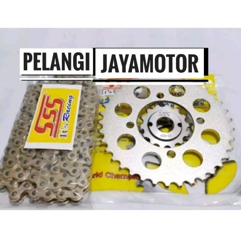 Gear Set Original Sss Uk415 tipis Rante Warna gold Untuk Motor Cb150R - New Cb150led - Cbr - Cb150 N