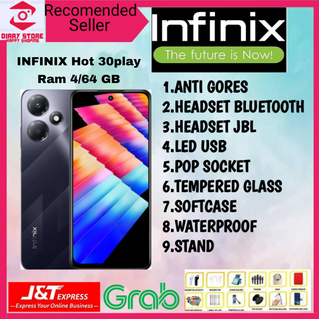 INFINIX HOT 30 PLAY RAM 4/64 GB GARANSI RESMI INFINIX