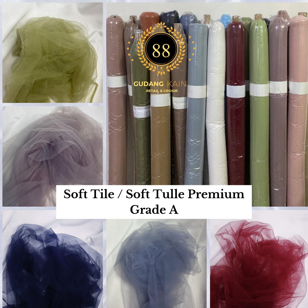 Kain Soft Tulle Polos - Kain Tile Polos / Bahan Tule Polos Halus dan Lembut Meteran