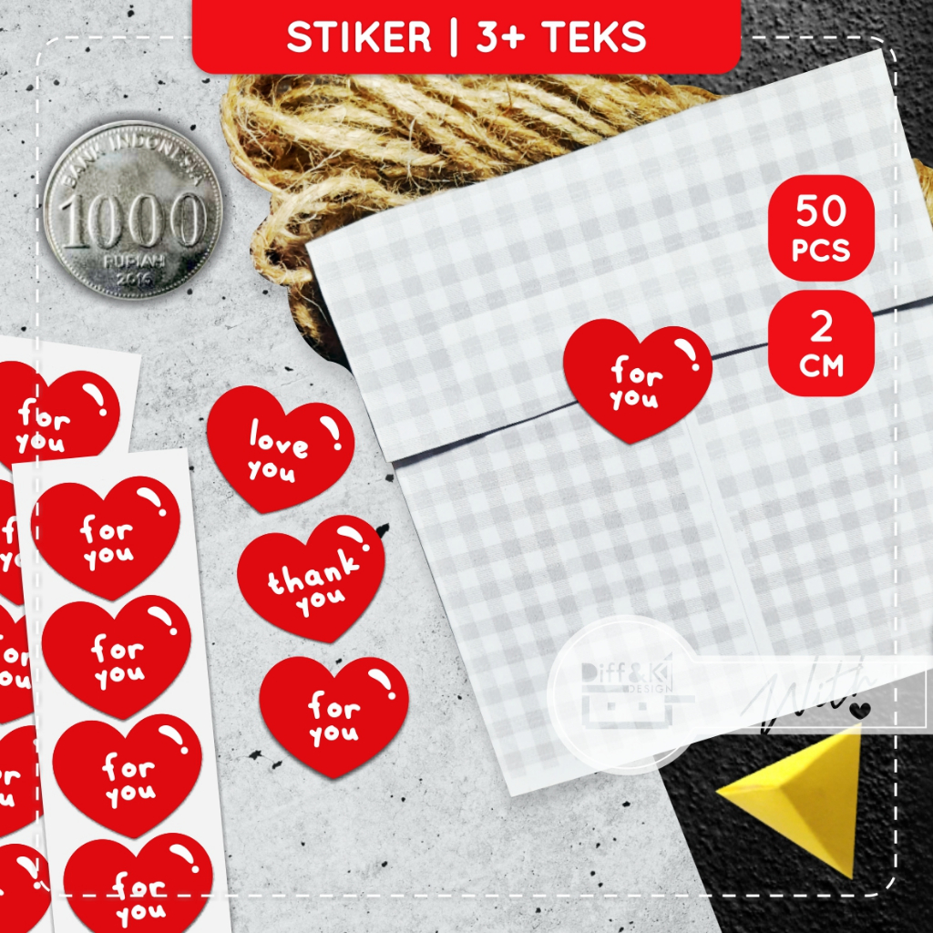 

Label Stiker Love Hati Heart Merah Kecil Mini dengan Variasi Teks Thank You A Little Gift For You Miss You Love You Wrapping Packaging Craft DIY