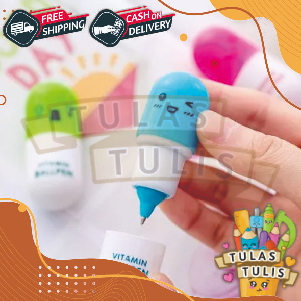 

TULAS_TULIS Pulpen Kapsul Vitamin Pena Vitamin Unik Vitamin Ballpen Pena Lucu Souvenir