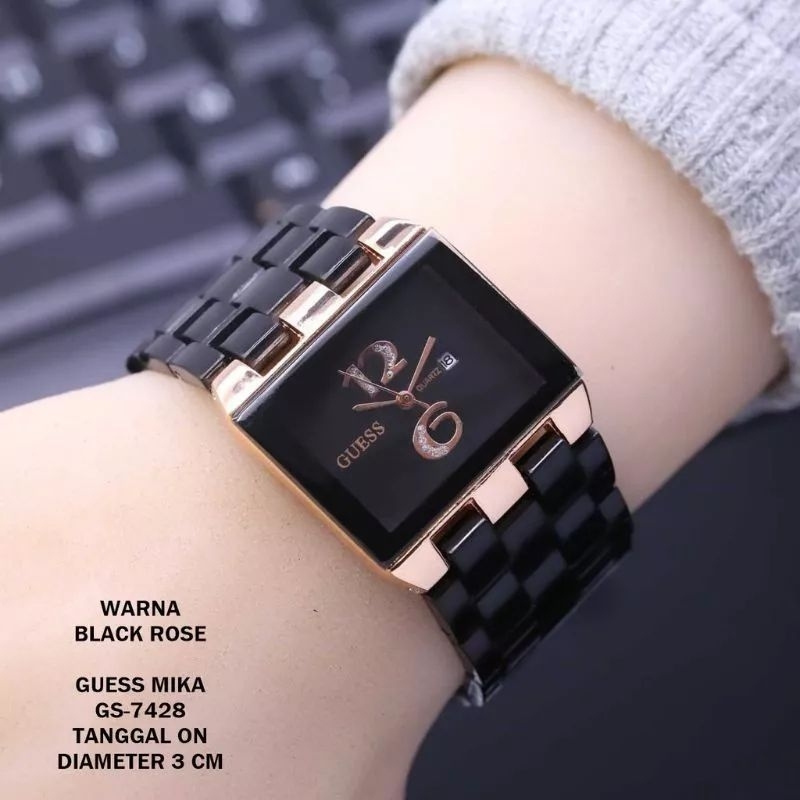 JAM TANGAN WANITA FASHION RANTAI MIKA ANALOG TANGGAL AKTIF