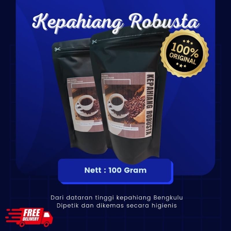 

Kopi bubuk robusta asli kepahiang Bengkulu kemasan 100 gram