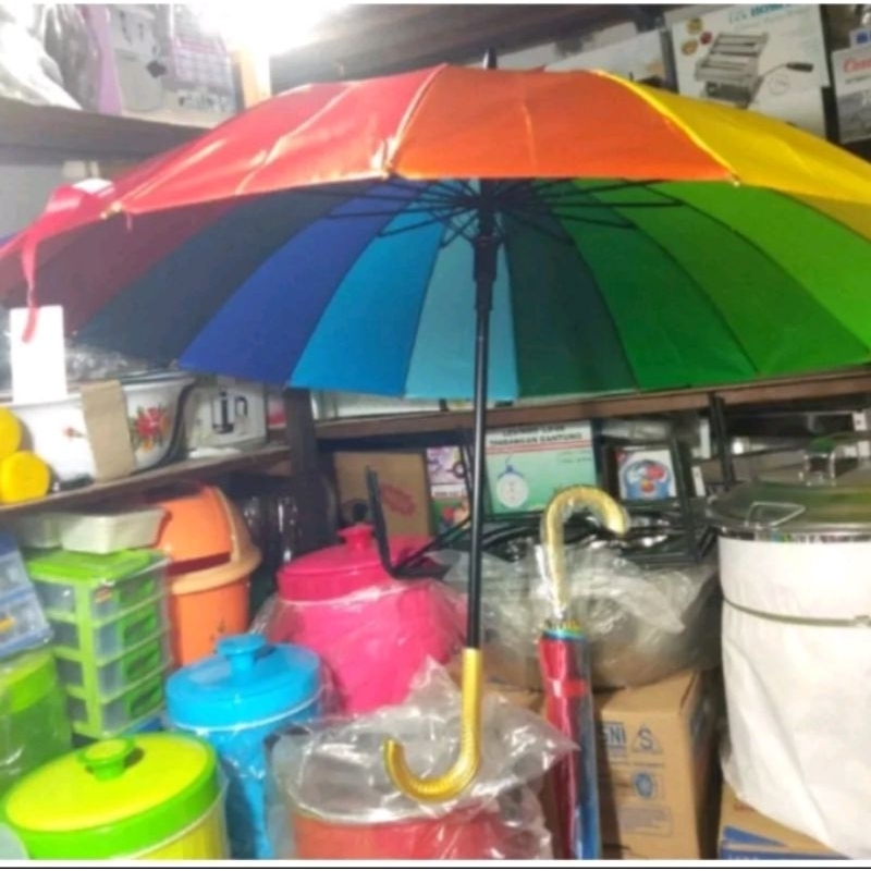 PAYUNG JUMBO BESAR MOTIF PELANGI/ PAYUNG BESAR WARNA RAINBOW