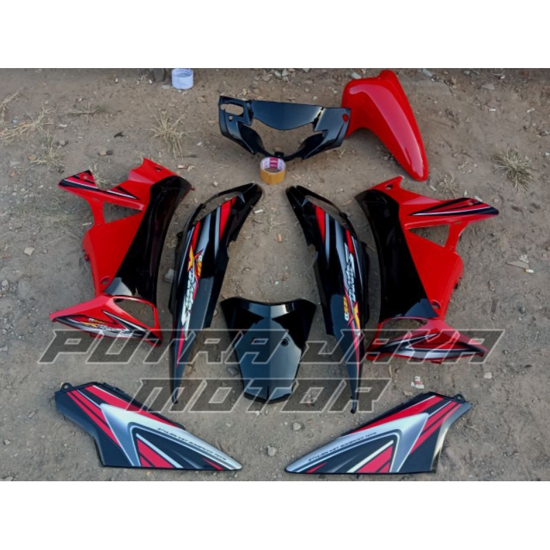 bodi fullset honda supra x 125 lama th.2006 merah kap fullset honda supra x 125 old dek bodi set hon