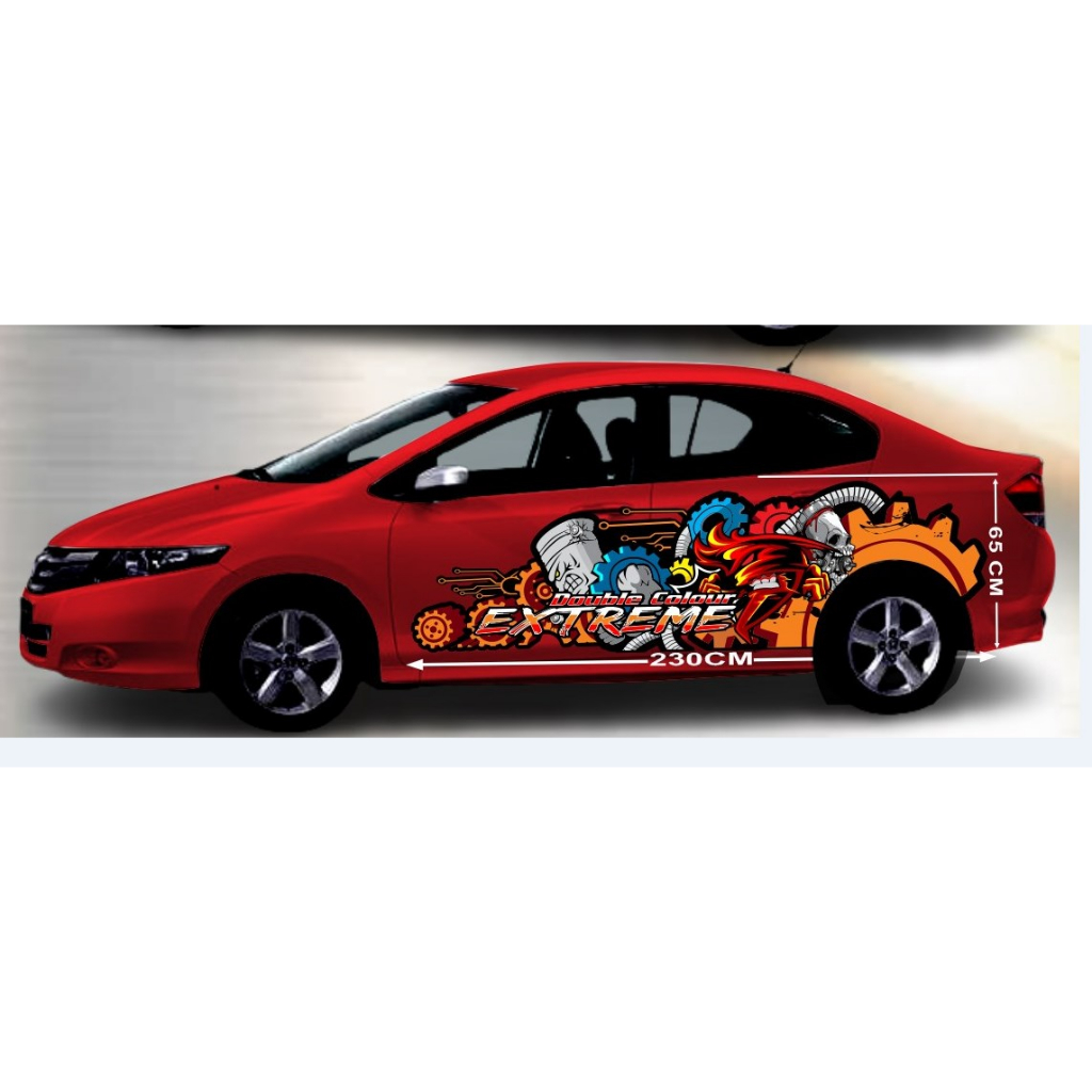STICKER MOBIL SEDAN DECAL STICKER MOTIF BARU