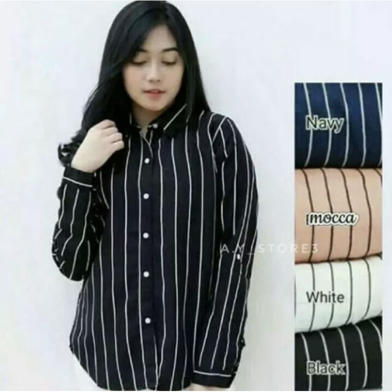 KEMEJA.MONALISA/MOTIF SALUR KEMEJA WANITA MOTIF SALUR TERLARIS