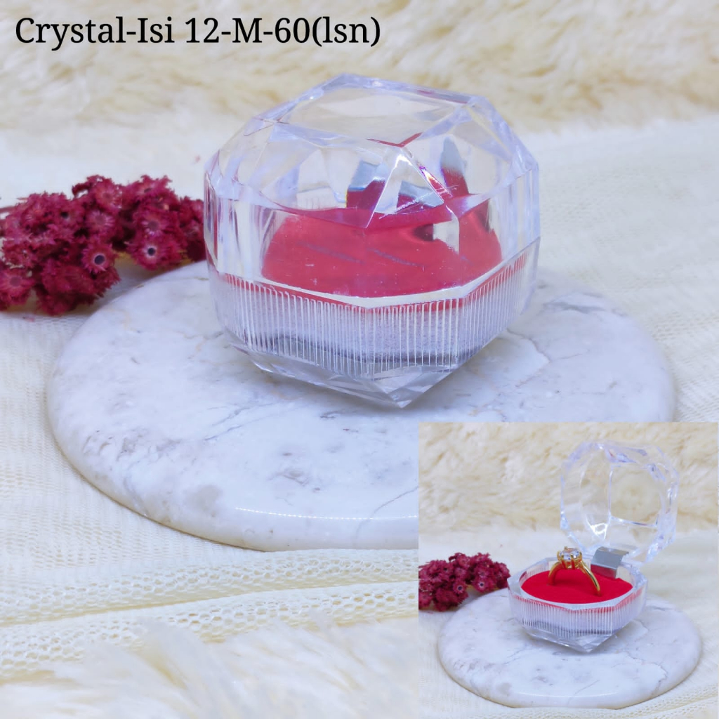 KOTAK CINCIN PERHIASAN BLUDRU /KOTAK TEMPAT CINCIN/ WADAH CINCIN/BOX CINCIN MIKA CRYSTAL / WADAH ACR