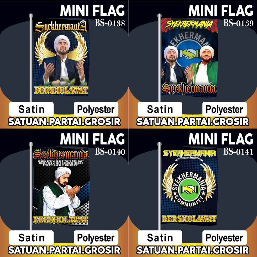 Mini Flag Syekhermania Bersholawat Community Biru Hitam / Bendera Kain