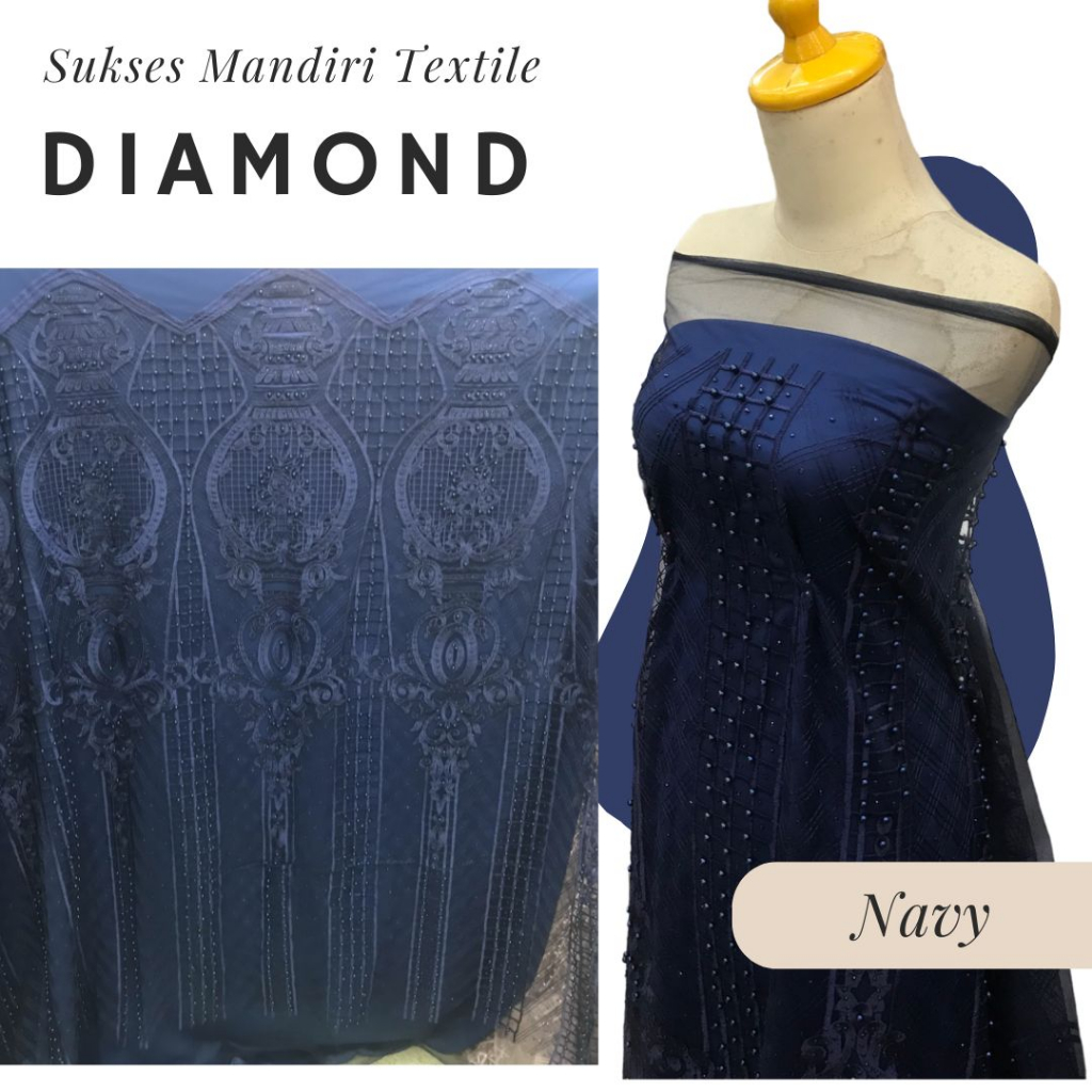 [DIAMOND] Tille Brokat Navy, Harga per 1/2 meter = 50 cm BAHAN KAIN BRUKAT TILE PREMIUM BROKAT METER