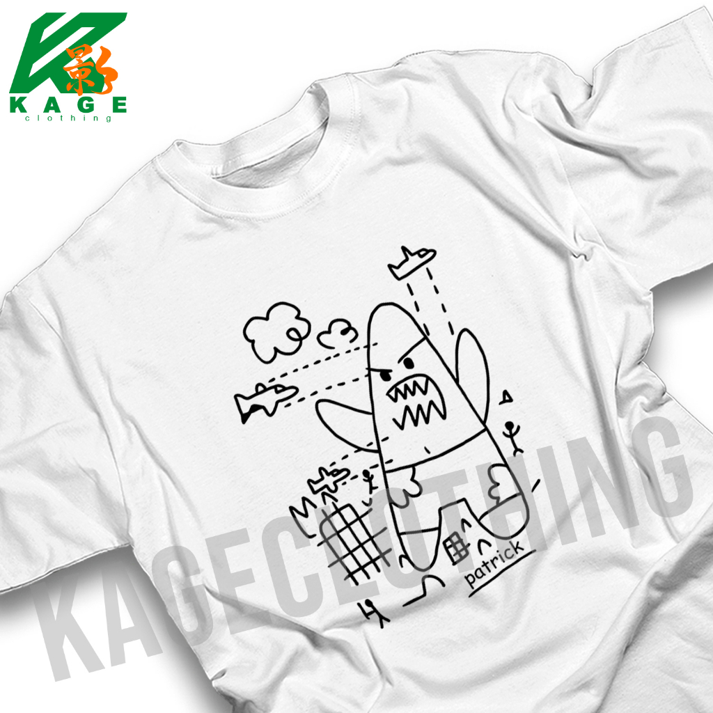 Kaos TANDA TANGAN PATRICK STAR Tshirt baju cotton combed 30s UNISEX GAMBAR PARODI LUCU PATRICK STAR 