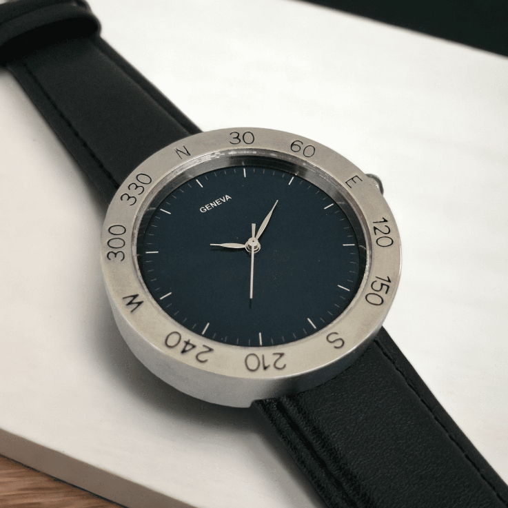 Jam Tangan Pria Kulit Asli Original Warna Hitam Geneva G120