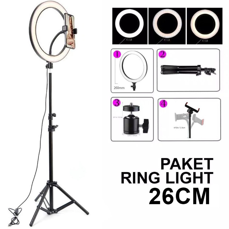 Ring Light Tripod Selfie Led Holder Tripod 2.1m Lampu RingLight Cocok untuk Live Stremer/ make up/ti