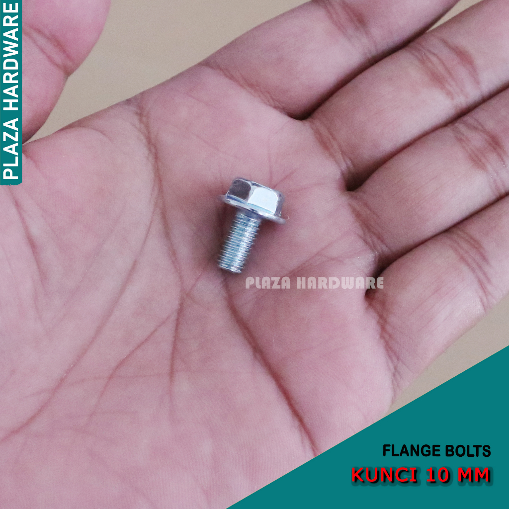 Baut Topi M6 Kunci 10 mm Galvanis Flange Bolt