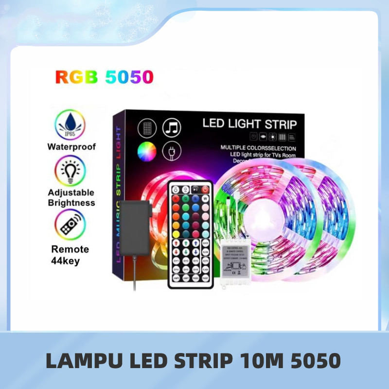 Terlaris Lampu Led Strip 5050 Rgb 5M 10M Ip44 Rgb Remote Lampu Hias - 5050 10M Rgb