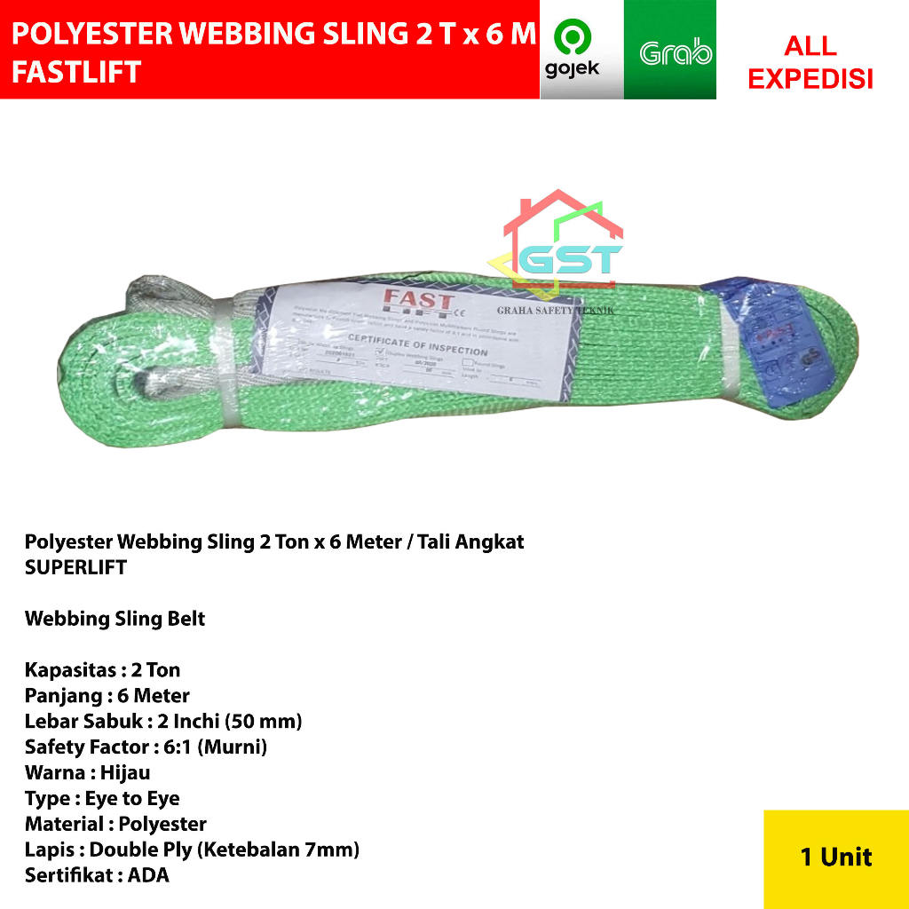 SUPERLIFT polyester webbing sling 2 ton × 6 meter