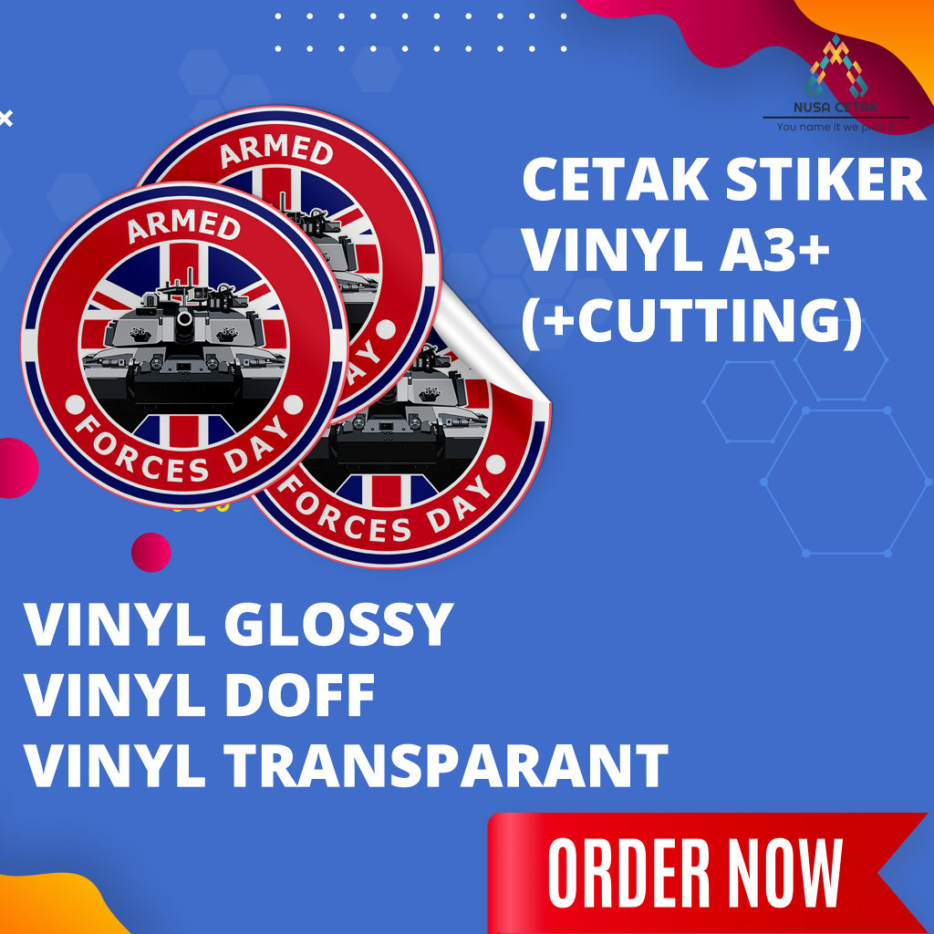 

Cetak Sticker Vinyl A3 (Print + Cutting) - Doff / Glossy / Transparant | 1 HARI JADI