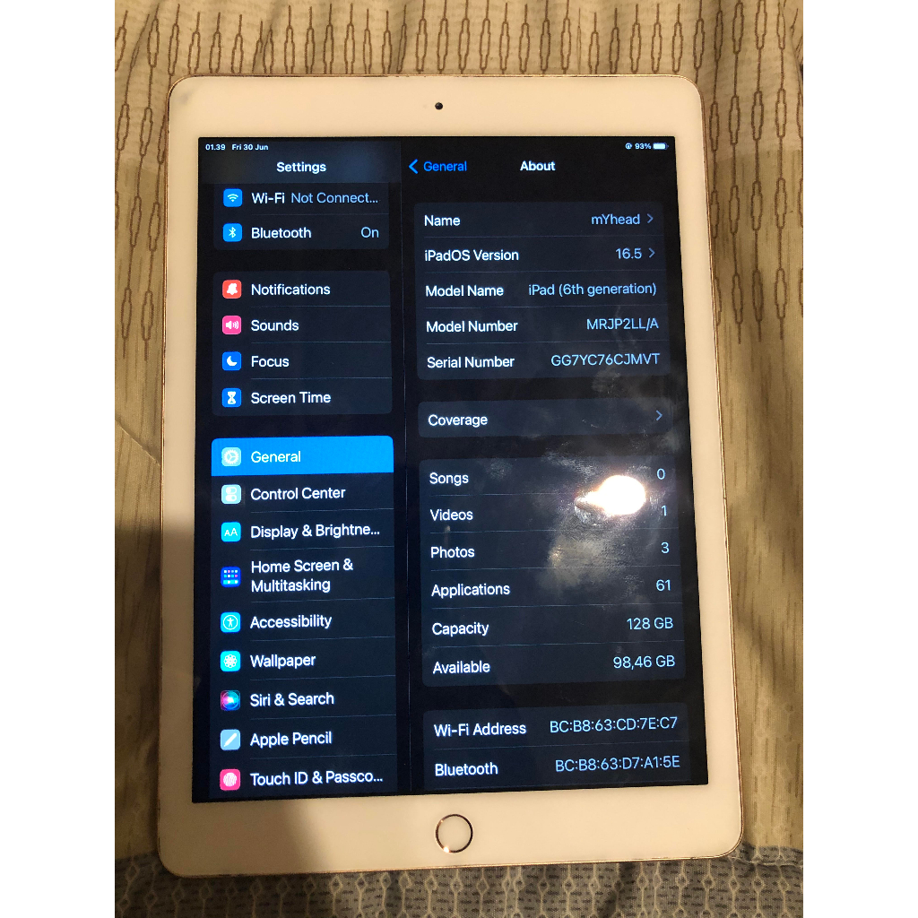 Ipad 6 128gb (Second) Wifi Fullset mulus