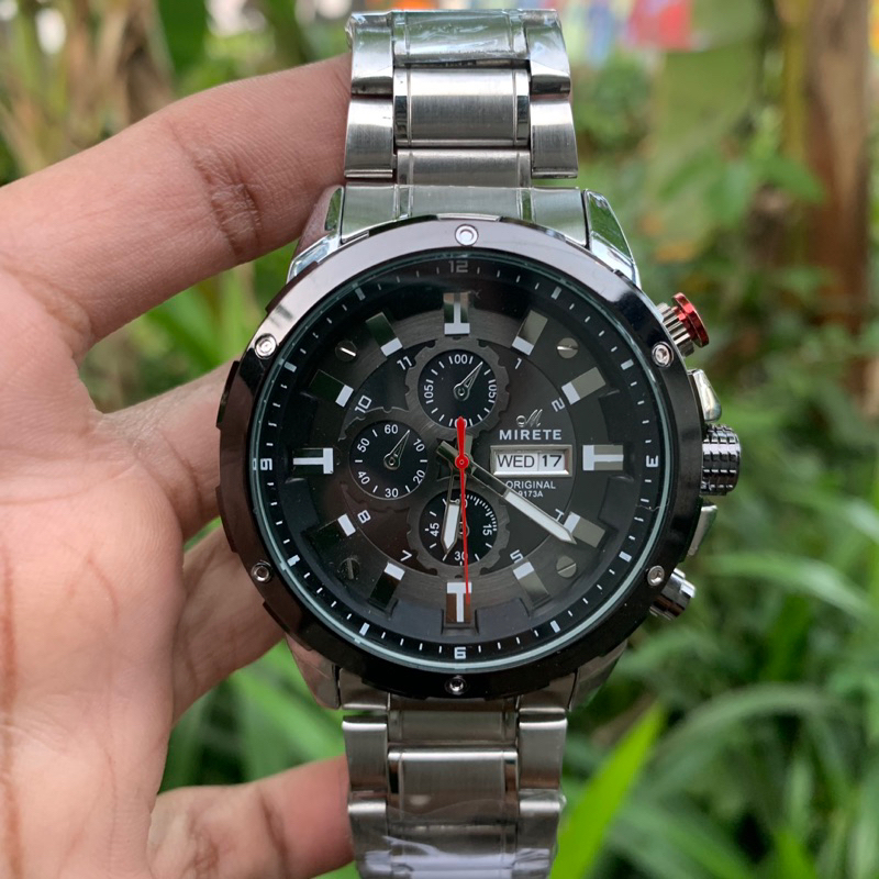 JAM TANGAN PRIA SPORT RANTAI KREPYAK MIRETE ORIGINAL FULLSET FREE BOX GROSIR MURAH