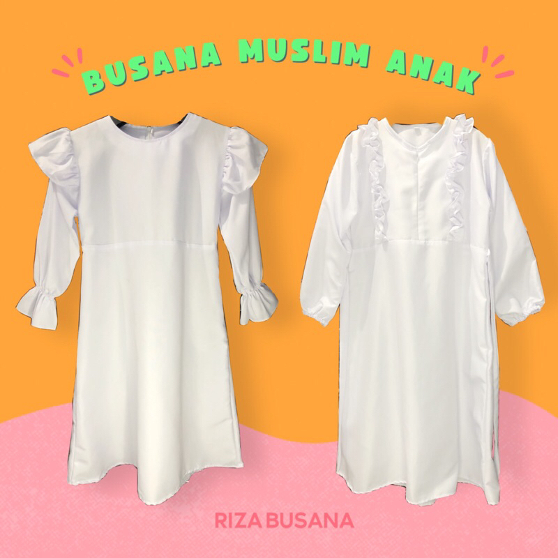 gamis putih anak perempuan / baju muslim anak perempuan / baju manasik haji perempuan / baju manasik