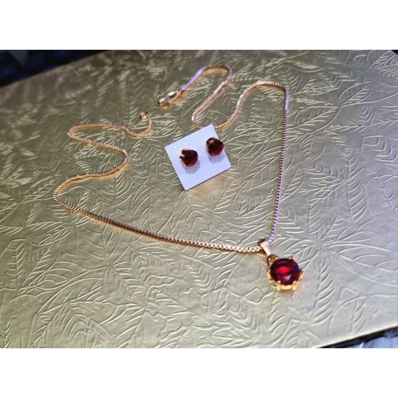 KALUNG DAN ANTING MERAH / GOLD BATU MERAH