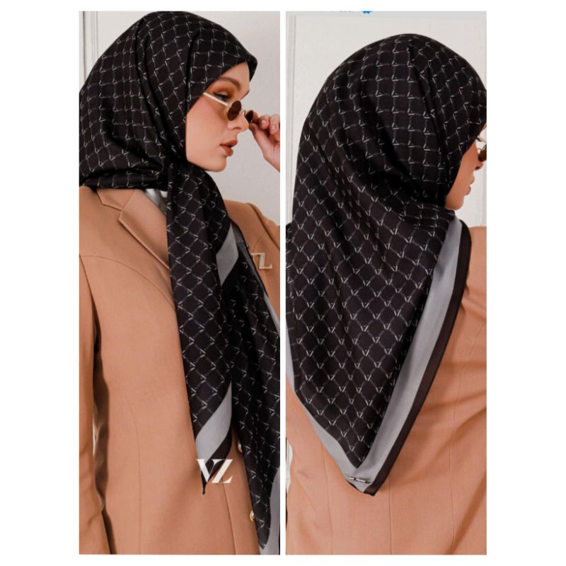 new monogram scarf black vivi zubedi