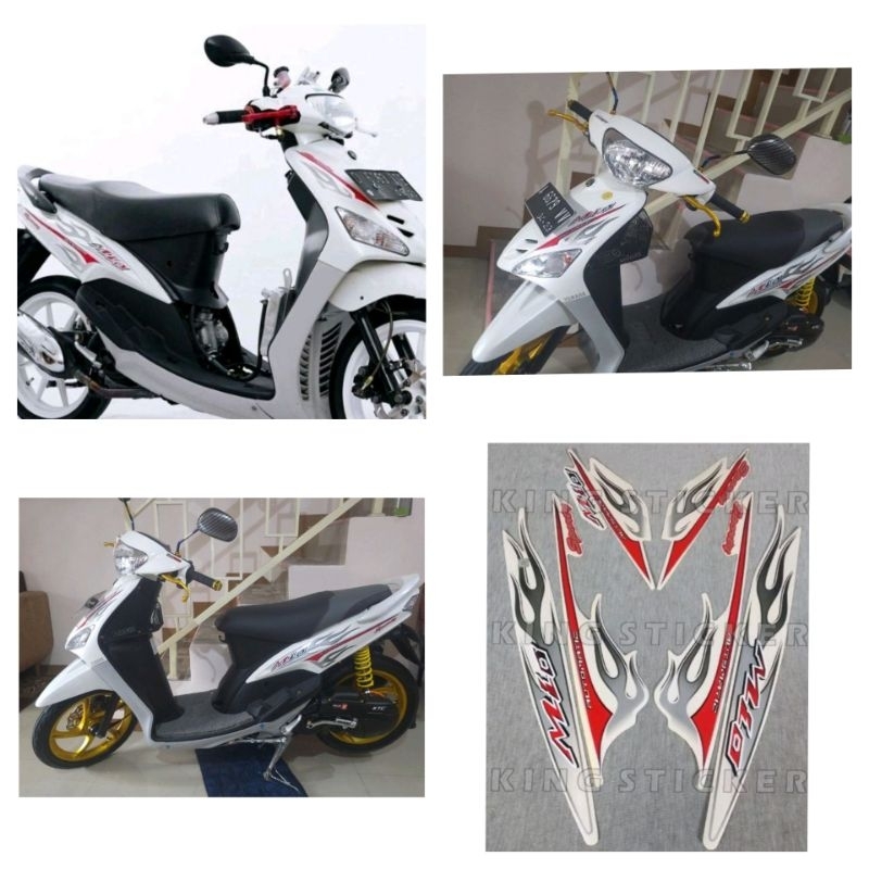 Striping Yamaha Mio Sporty motif api Warna putih