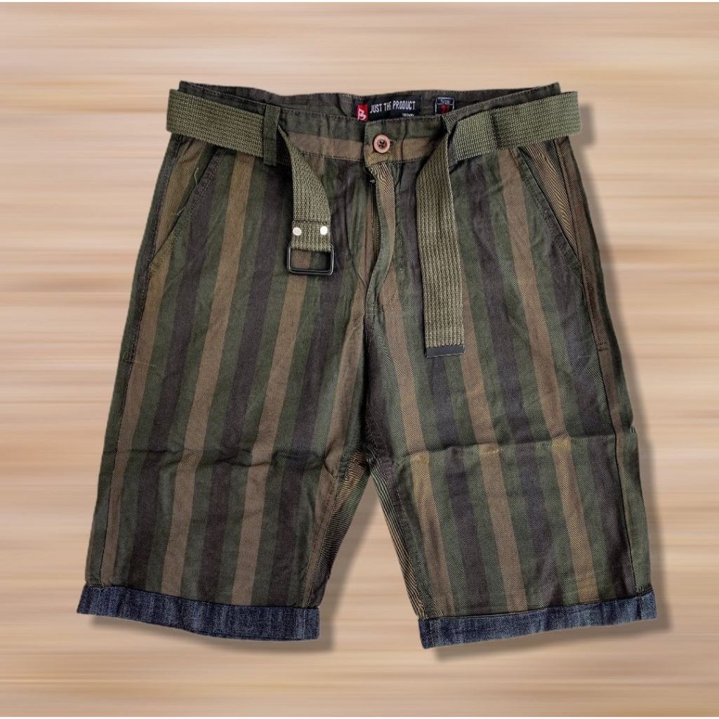 Celana Pendek Import Ba Wang Cheng Motif Salur Kebawah